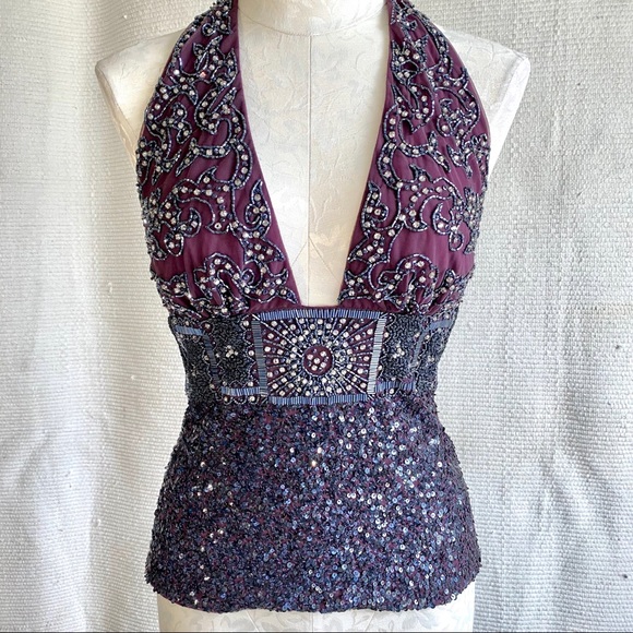 Reem Acra S Embellished Halter Sexy Party Top Pink - Picture 8 of 8